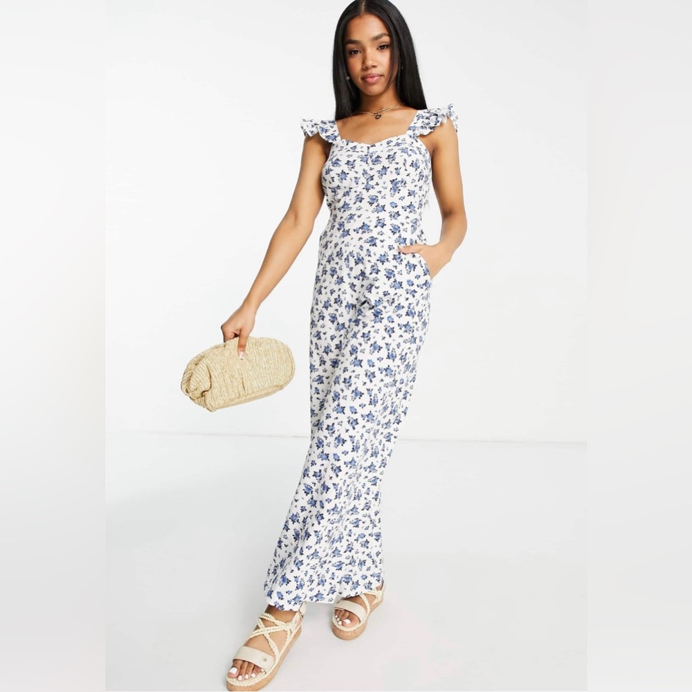 ASOS Miss Selfridge Floral Summer Spring Vacation Jumpsuit w/ pockets Size 6 💙🤍 - Picture 5 of 12